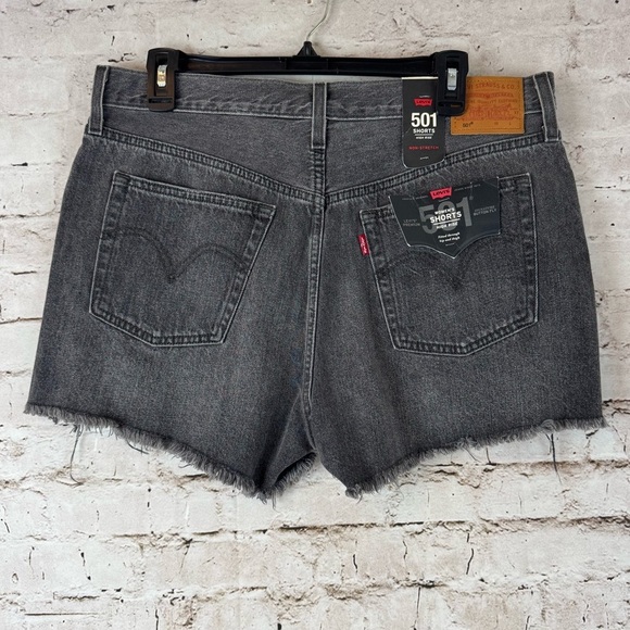 NWT Levi's 501 High Rise Denim Jean Shorts Size 32 Gray Black Button Fly Cut Off - Picture 12 of 13